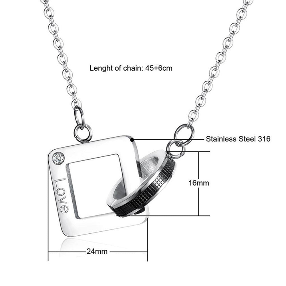 Chain Ring & Square Necklace Couple Jewelry