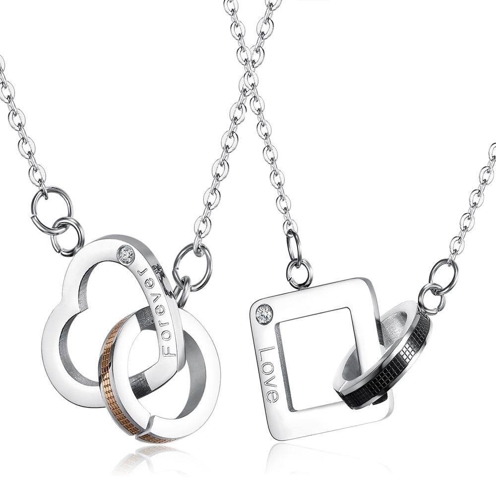 Chain Ring & Square Necklace Couple Jewelry