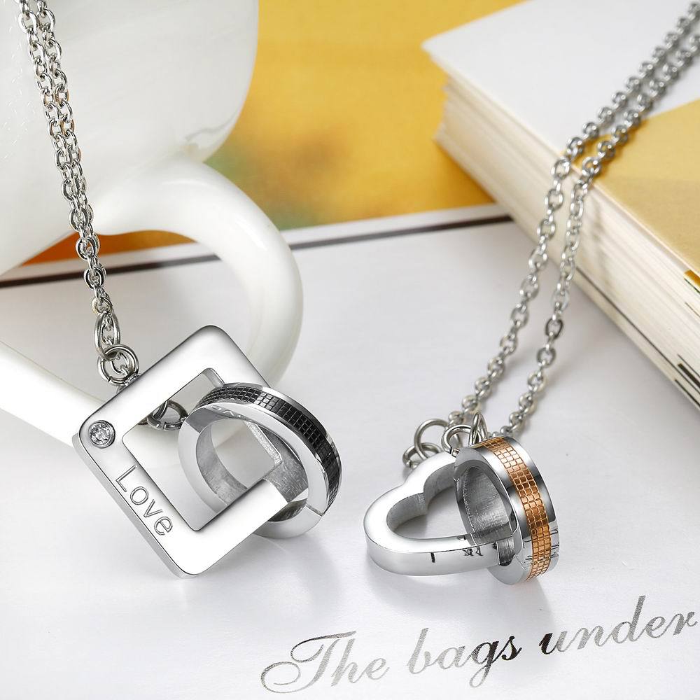 Chain Ring & Square Necklace Couple Jewelry