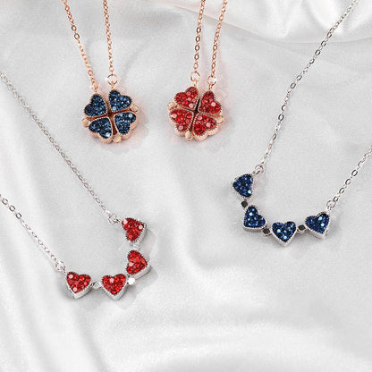 Red & Blue Lucky Clover Pendant Chain