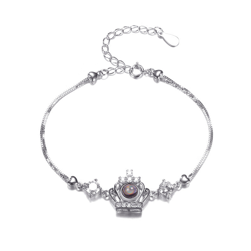 Custom Jewelry Tiara Photo Projection 925 Silver Bracelet