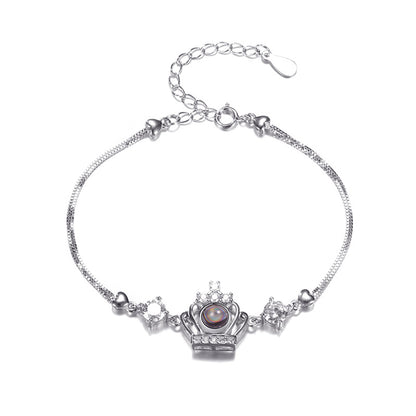 Custom Jewelry Tiara Photo Projection 925 Silver Bracelet