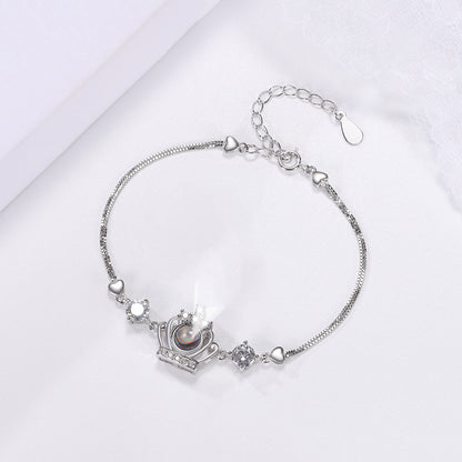 Custom Jewelry Tiara Photo Projection 925 Silver Bracelet