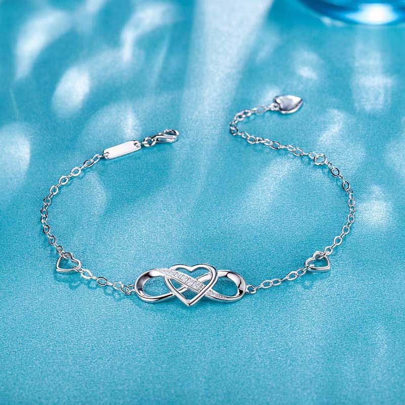 Eternal Love Zircon Heart 925 Silver Bracelet
