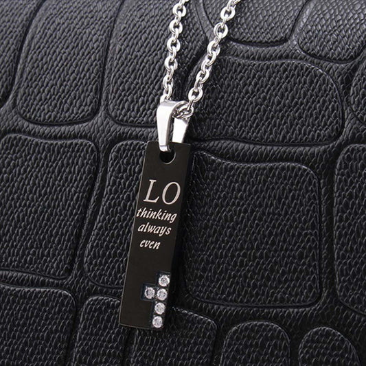 Carved Metal Bar Pendant Stylish Necklace Couple Jewelry