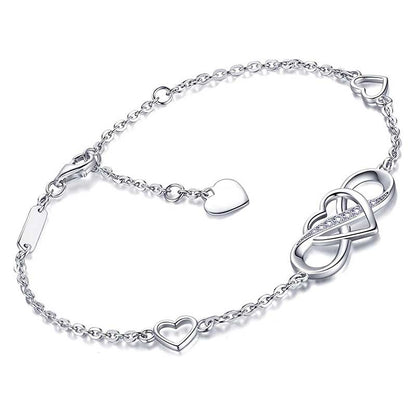 Eternal Love Zircon Heart 925 Silver Bracelet