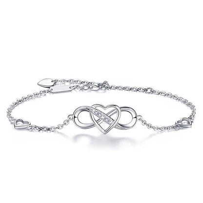 Eternal Love Zircon Heart 925 Silver Bracelet