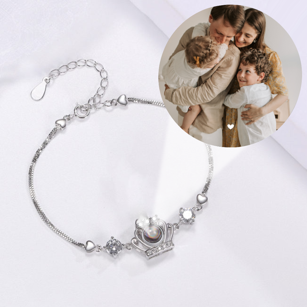 Custom Jewelry Tiara Photo Projection 925 Silver Bracelet
